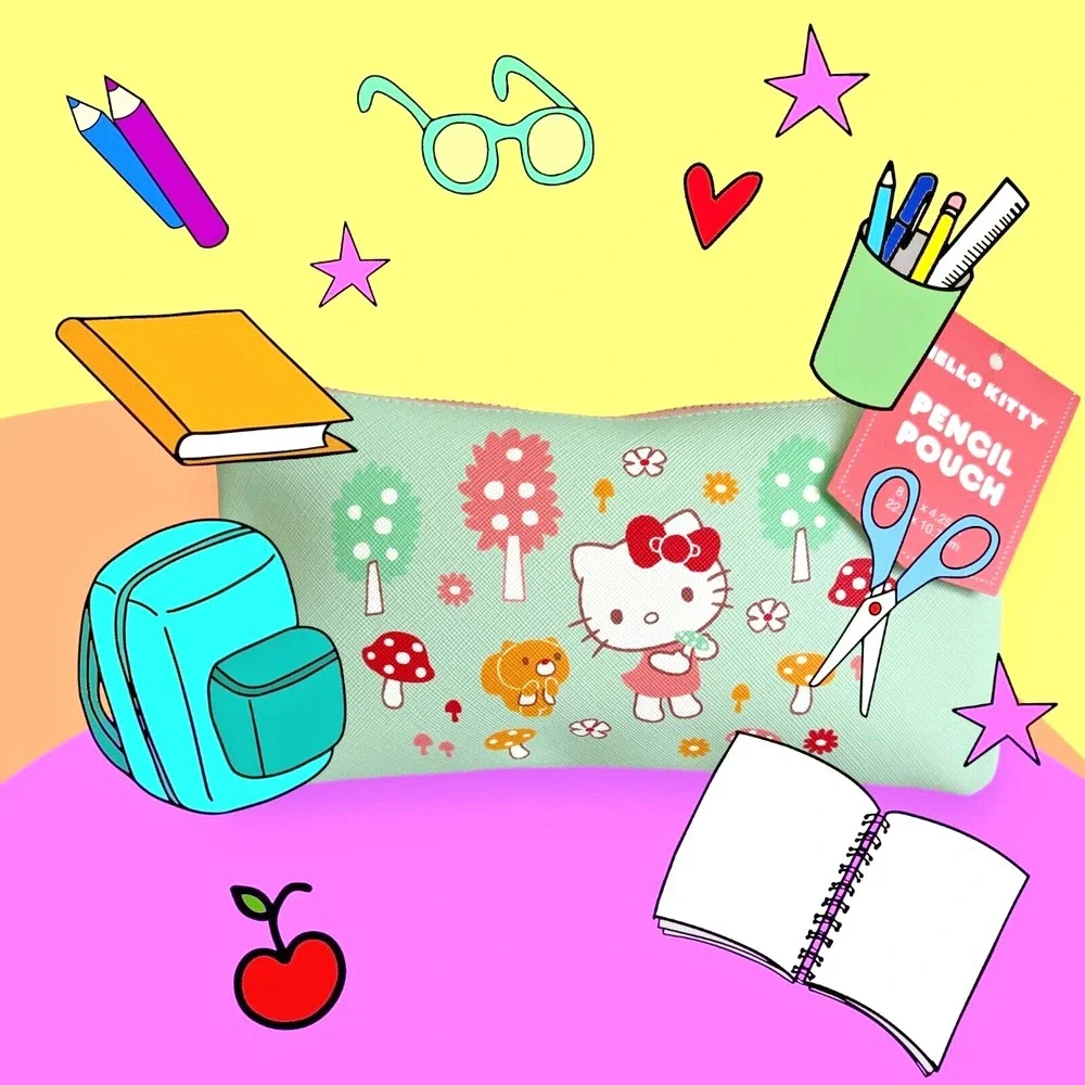 Sanrio Hello‎ Kitty School Zipper Mushroom Pencil Pouch - Mint/8.75x4.25